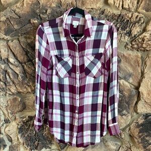 a new day Burgundy and White Plaid Shirt